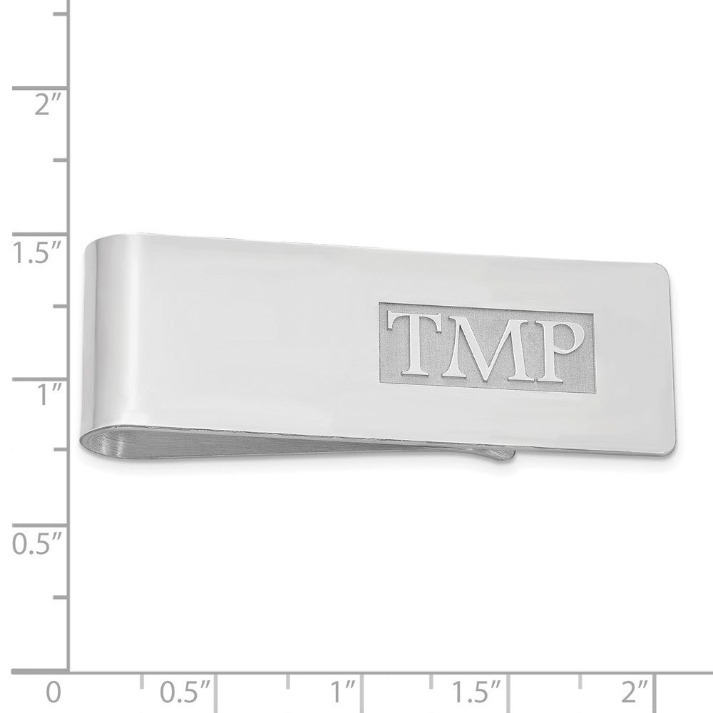 Alternate view of the 14K White Gold Raised Letters Fold Over Money Clip, 17 x 52mm by The Black Bow Jewelry Co.
