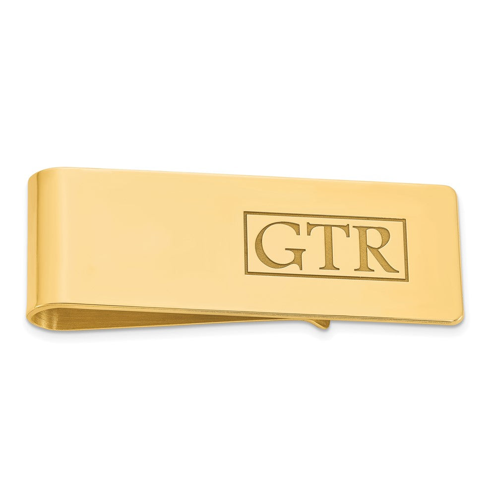 Personalized Recessed Letters Monogram Fold Over Money Clip, 17 x 52mm, Item M11233 by The Black Bow Jewelry Co.