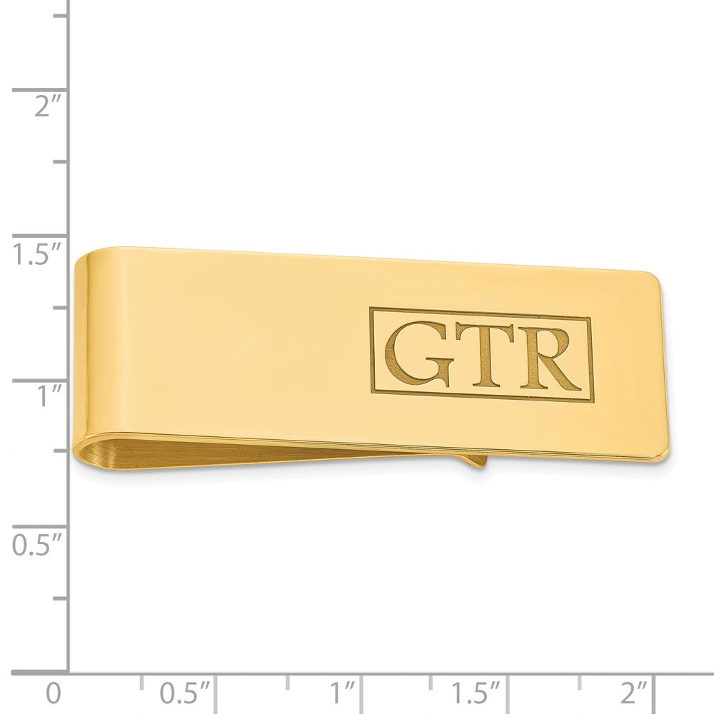 Alternate view of the 14K Yellow Gold Plated Silver Recessed Letters Fold Over Money Clip by The Black Bow Jewelry Co.
