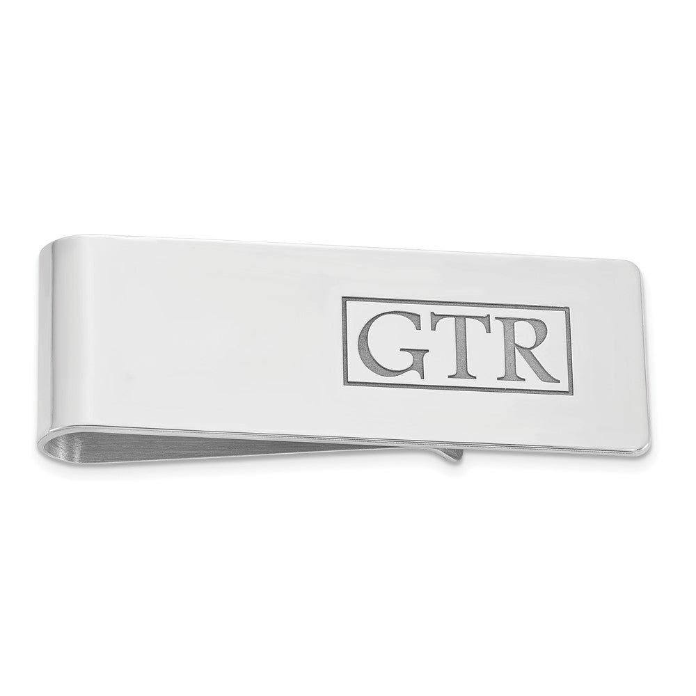 Alternate view of the Personalized Recessed Letters Monogram Fold Over Money Clip, 17 x 52mm by The Black Bow Jewelry Co.