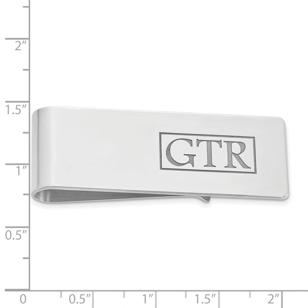 Alternate view of the Rhodium Plated Sterling Silver Recessed Letters Fold Over Money Clip by The Black Bow Jewelry Co.