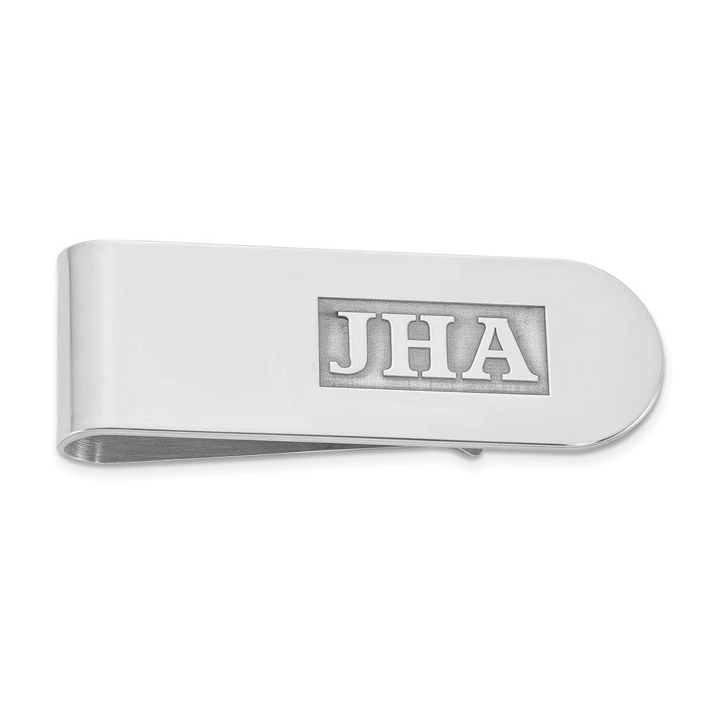 Personalized Raised Initials Round End Fold Over Money Clip, 17 x 52mm