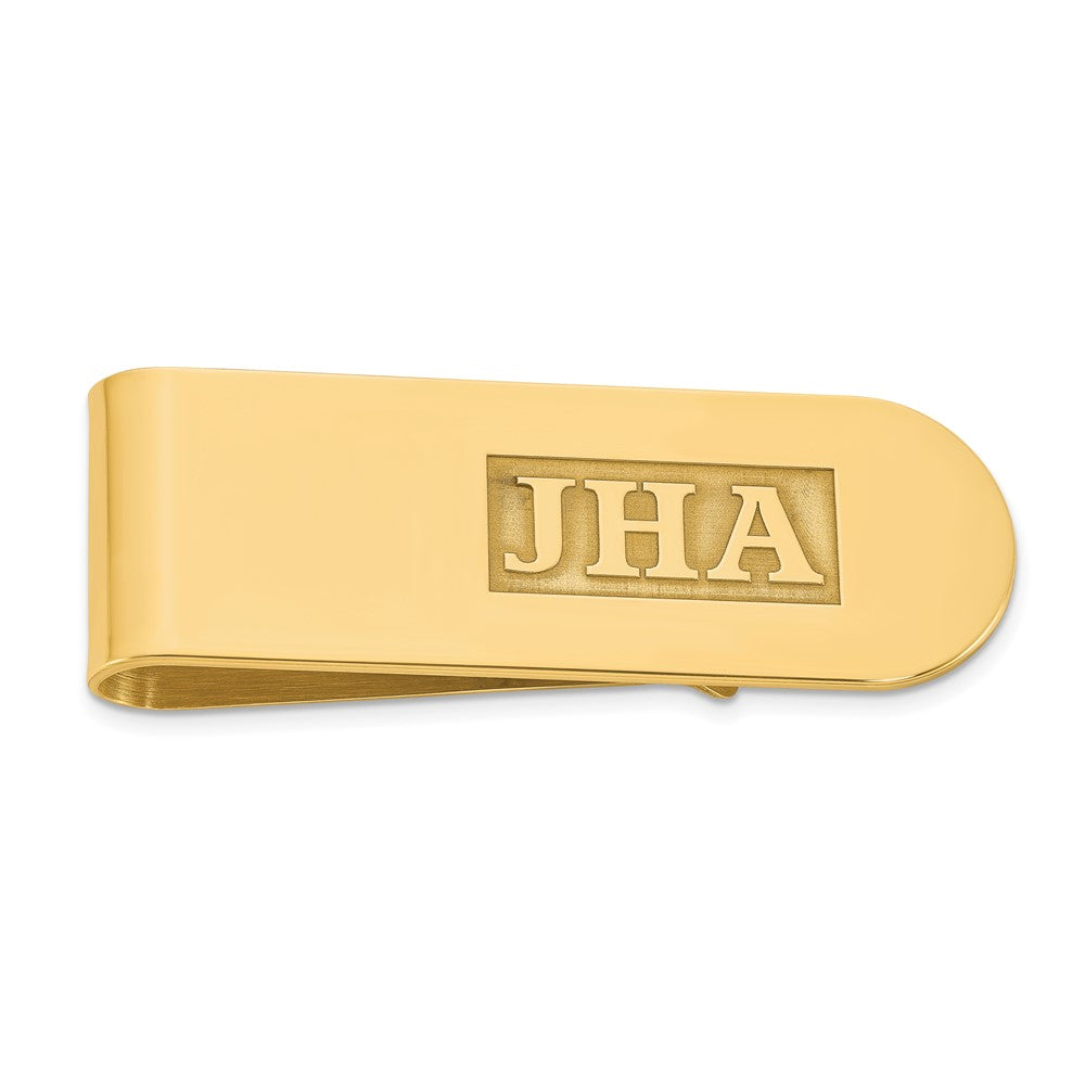 Alternate view of the Personalized Raised Initials Round End Fold Over Money Clip, 17 x 52mm by The Black Bow Jewelry Co.