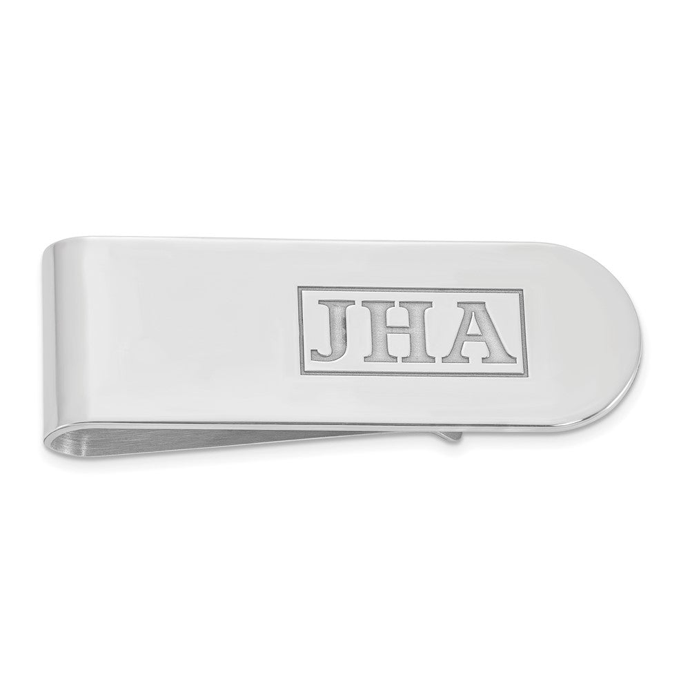 Personalized Recessed Initials Round End Fold Over Money Clip, 17x52mm