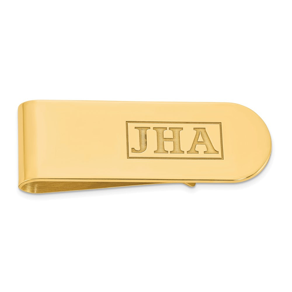 Alternate view of the Personalized Recessed Initials Round End Fold Over Money Clip, 17x52mm by The Black Bow Jewelry Co.
