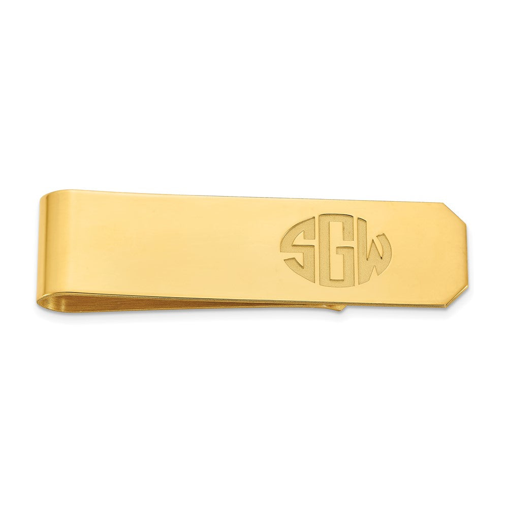 Alternate view of the Personalized Recessed Monogram Fold Over Money Clip, 13 x 54mm by The Black Bow Jewelry Co.