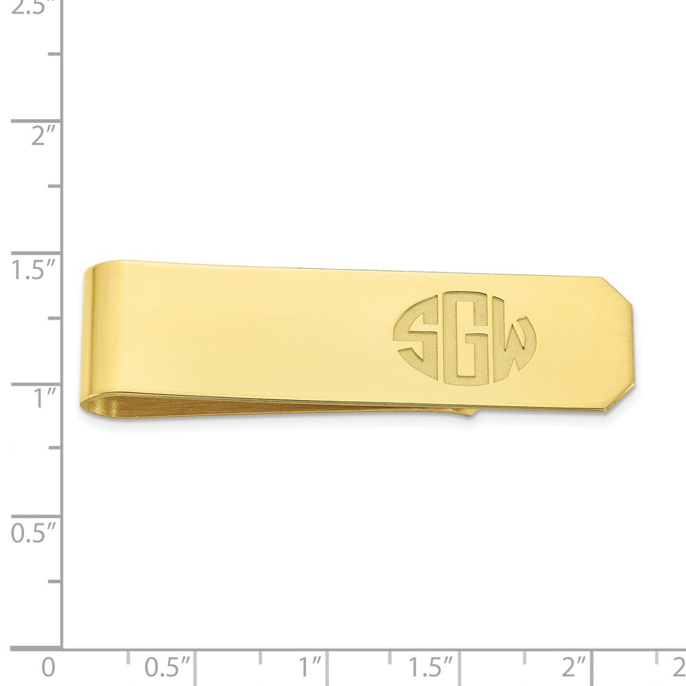 Alternate view of the 10K Yellow Gold Recessed Monogram Fold Over Money Clip, 13 x 54mm by The Black Bow Jewelry Co.