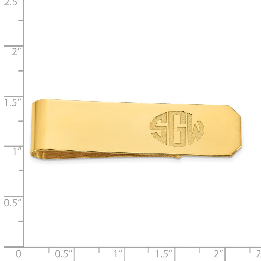 Alternate view of the 14K Yellow Gold Recessed Monogram Fold Over Money Clip, 13 x 54mm by The Black Bow Jewelry Co.