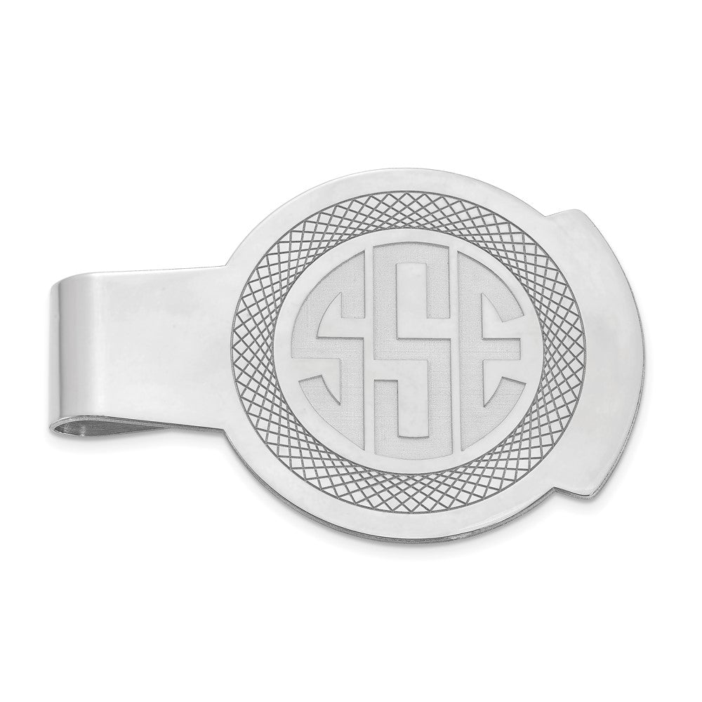 Personalized Recessed Monogram Round Fold Over Money Clip, 33 x 52mm, Item M11237 by The Black Bow Jewelry Co.