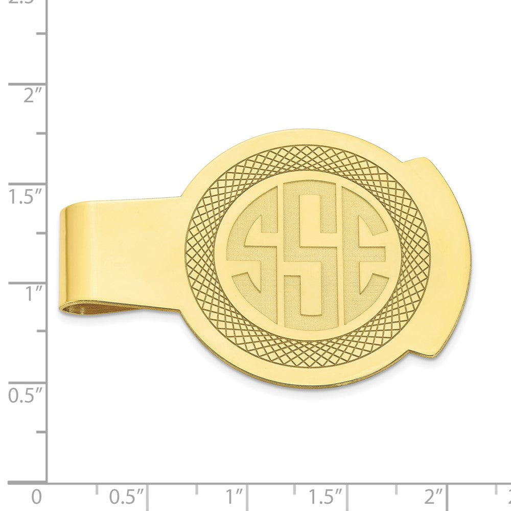 Alternate view of the 10K Yellow Gold Recessed Monogram Round Fold Over Money Clip, 33x52mm by The Black Bow Jewelry Co.