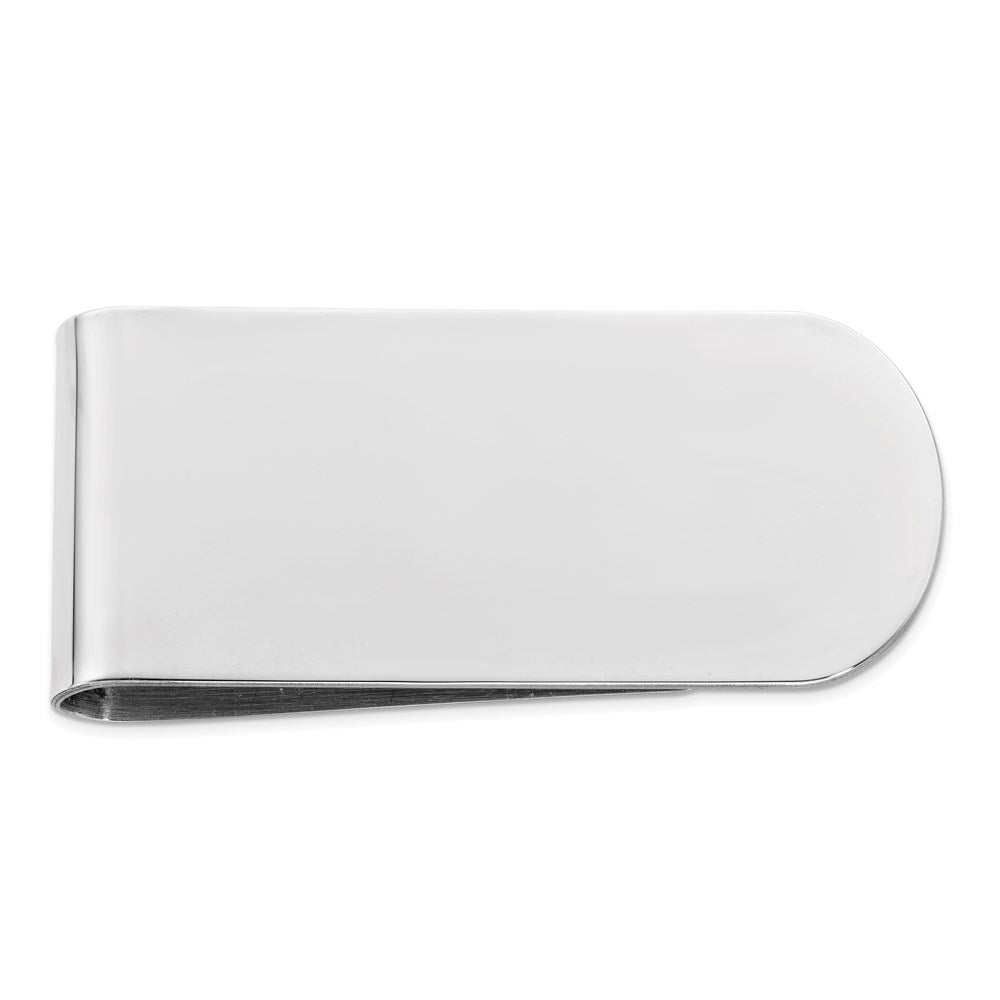 Rhodium Plated Sterling Silver Wide Round Edge Fold Over Money Clip, Item M11245 by The Black Bow Jewelry Co.