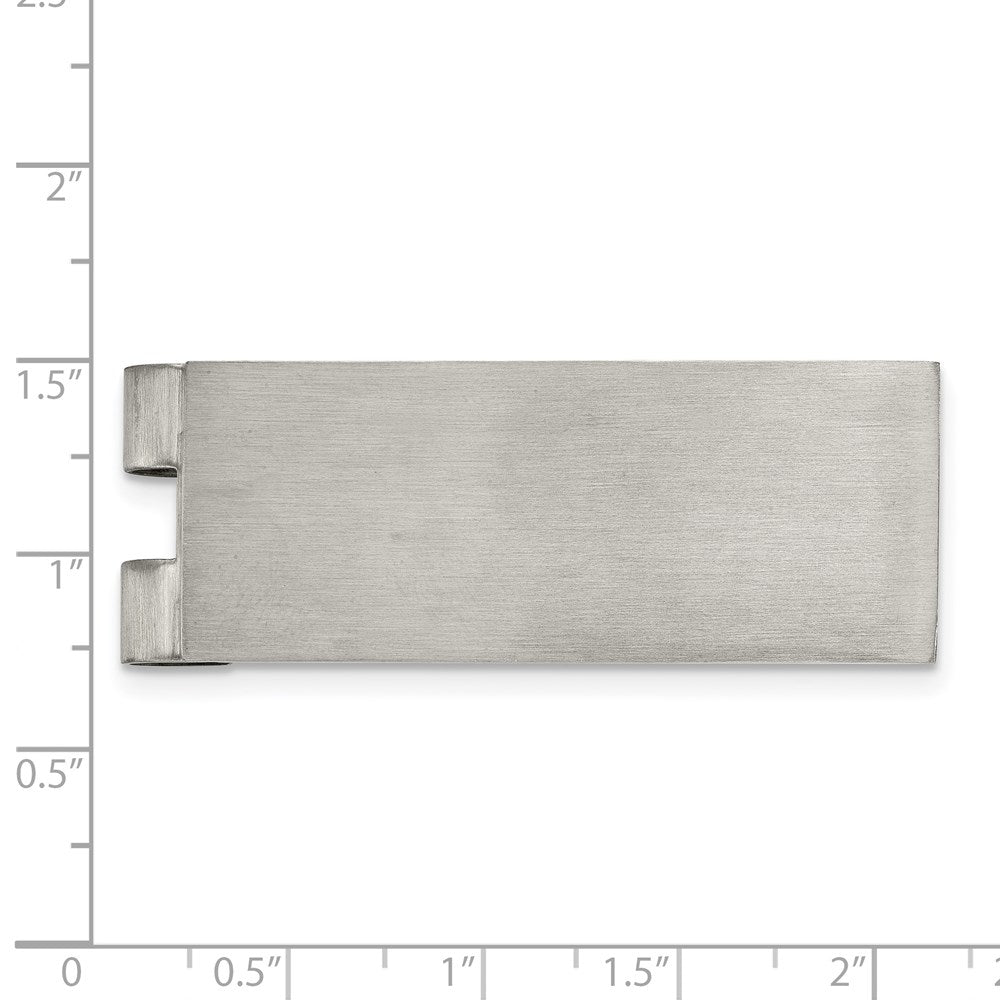 Alternate view of the Men&#39;s Stainless Steel Brushed Engravable Spring Loaded Money Clip by The Black Bow Jewelry Co.