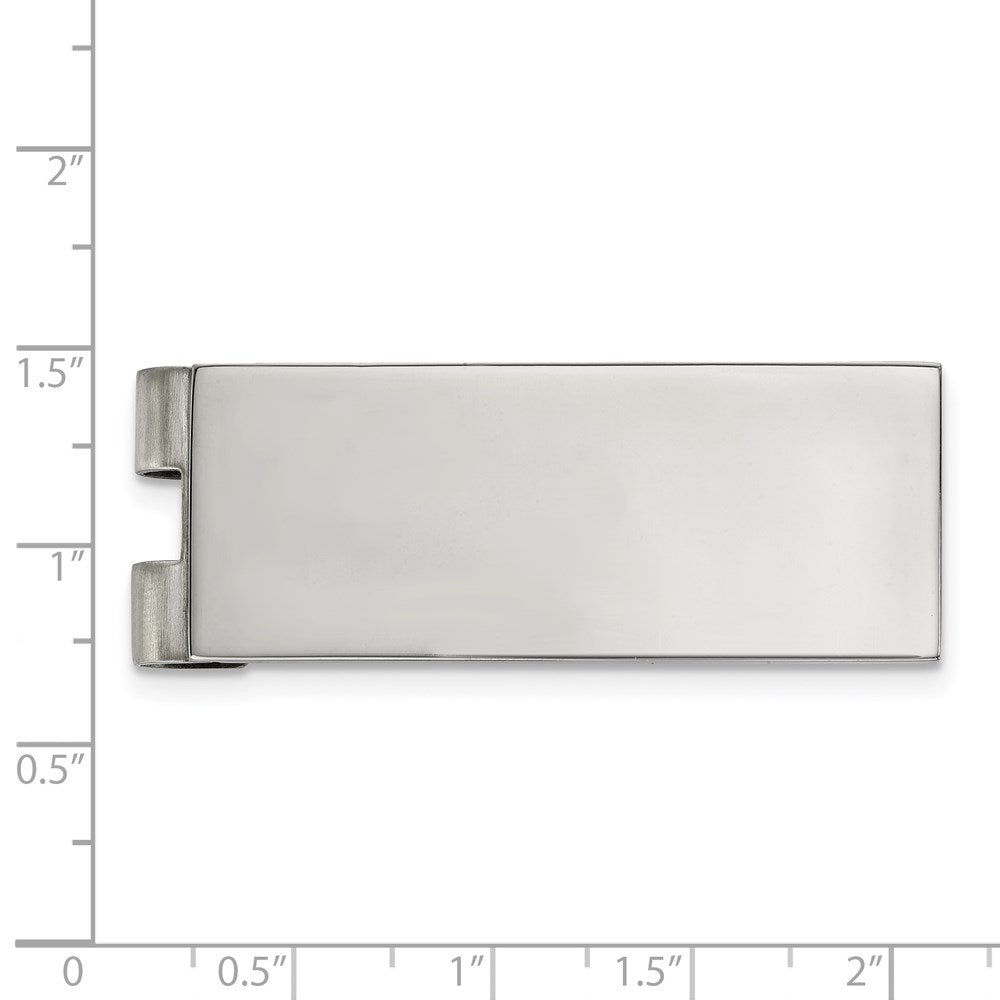 Alternate view of the Men&#39;s Stainless Steel Polished Engravable Spring Loaded Money Clip by The Black Bow Jewelry Co.