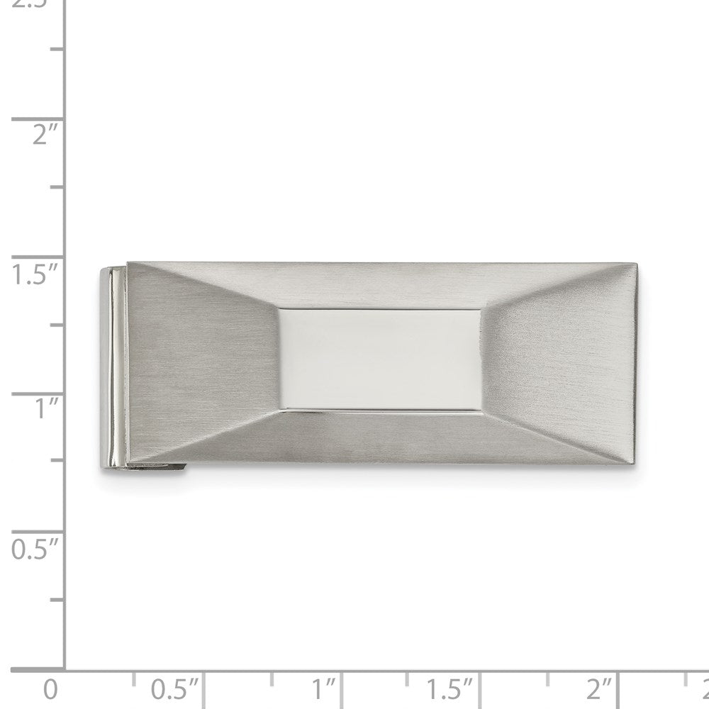 Alternate view of the Stainless Steel Brushed &amp; Polished Pyramid Spring Loaded Money Clip by The Black Bow Jewelry Co.