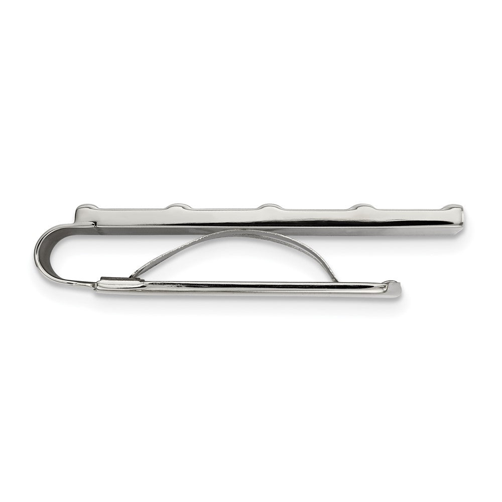Alternate view of the Stainless Steel Brushed and Polished Striped Spring Loaded Money Clip by The Black Bow Jewelry Co.