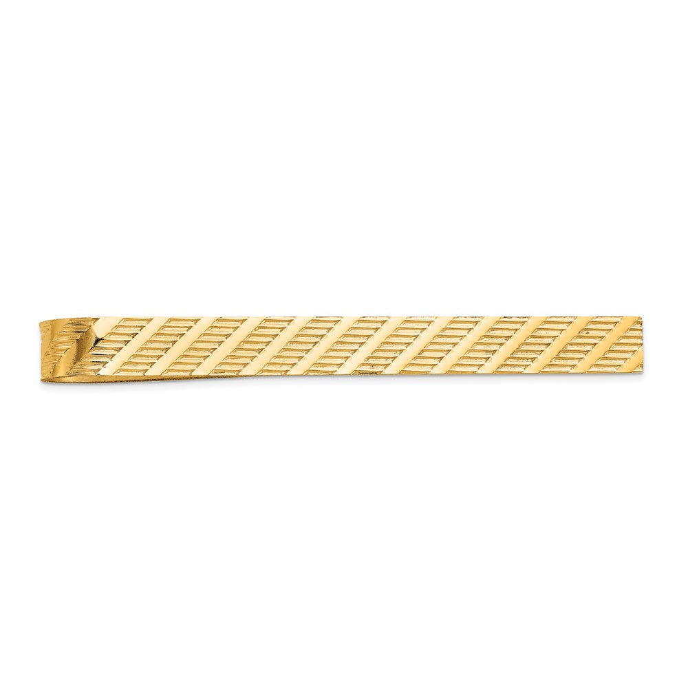 Alternate view of the 14K Yellow Gold Textured Tie Bar, 50mm by The Black Bow Jewelry Co.