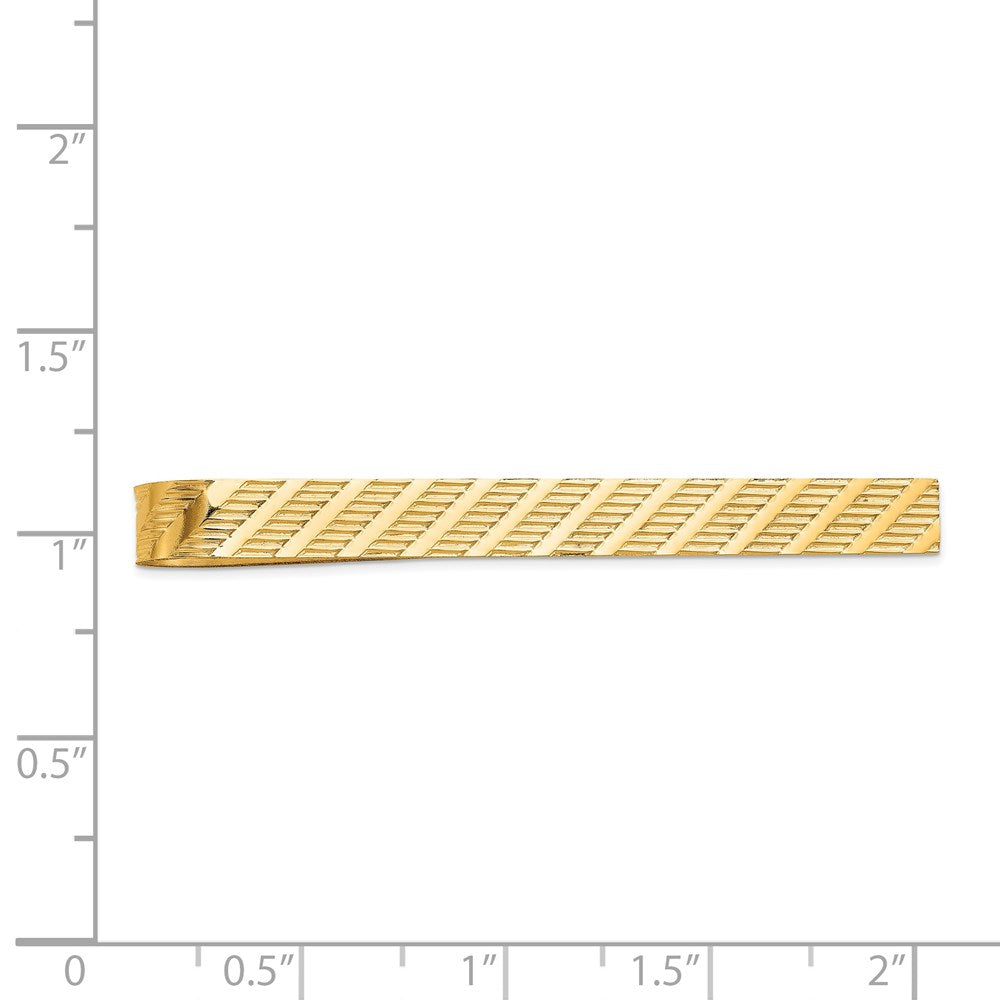 Alternate view of the 14K Yellow Gold Textured Tie Bar, 4.5 x 50mm by The Black Bow Jewelry Co.