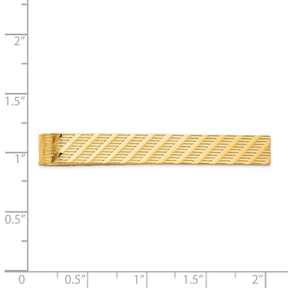 Alternate view of the 14K Yellow Gold Textured Tie Bar, 6.5 x 50mm by The Black Bow Jewelry Co.