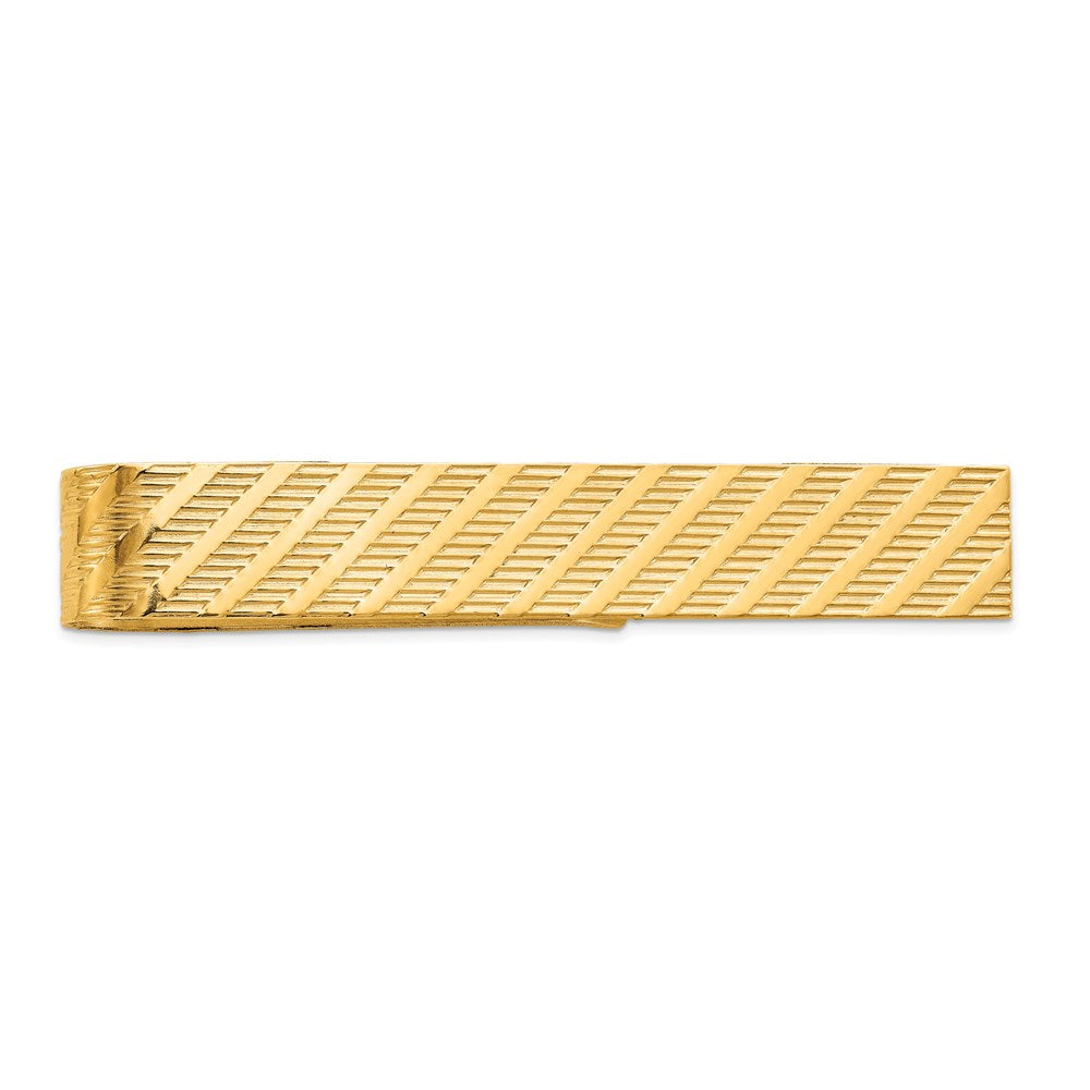 14K Yellow Gold Textured Tie Bar, 50mm, Item M11304 by The Black Bow Jewelry Co.