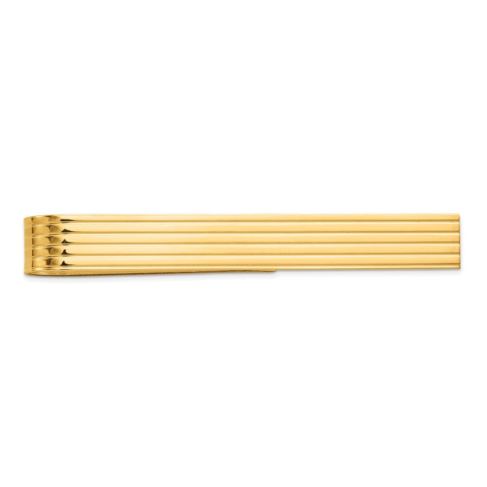 14K Yellow Gold Grooved Striped Tie Bar, 50mm, Item M11305 by The Black Bow Jewelry Co.