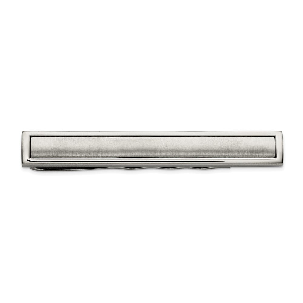 Titanium Brushed and Polished Tie Bar, 7 x 57mm, Item M11308 by The Black Bow Jewelry Co.