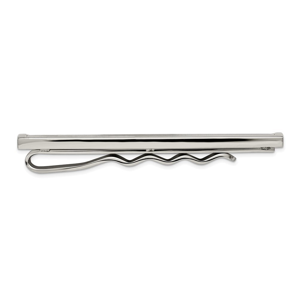 Alternate view of the Titanium Brushed and Polished Tie Bar, 7 x 57mm by The Black Bow Jewelry Co.