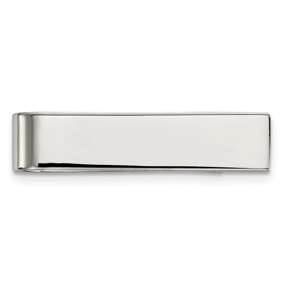 Stainless Steel Polished Short Tie Bar or Money Clip, 7 x 35mm, Item M11310 by The Black Bow Jewelry Co.