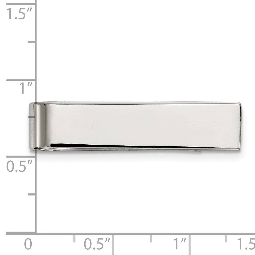 Alternate view of the Stainless Steel Polished Short Tie Bar or Money Clip, 7 x 35mm by The Black Bow Jewelry Co.