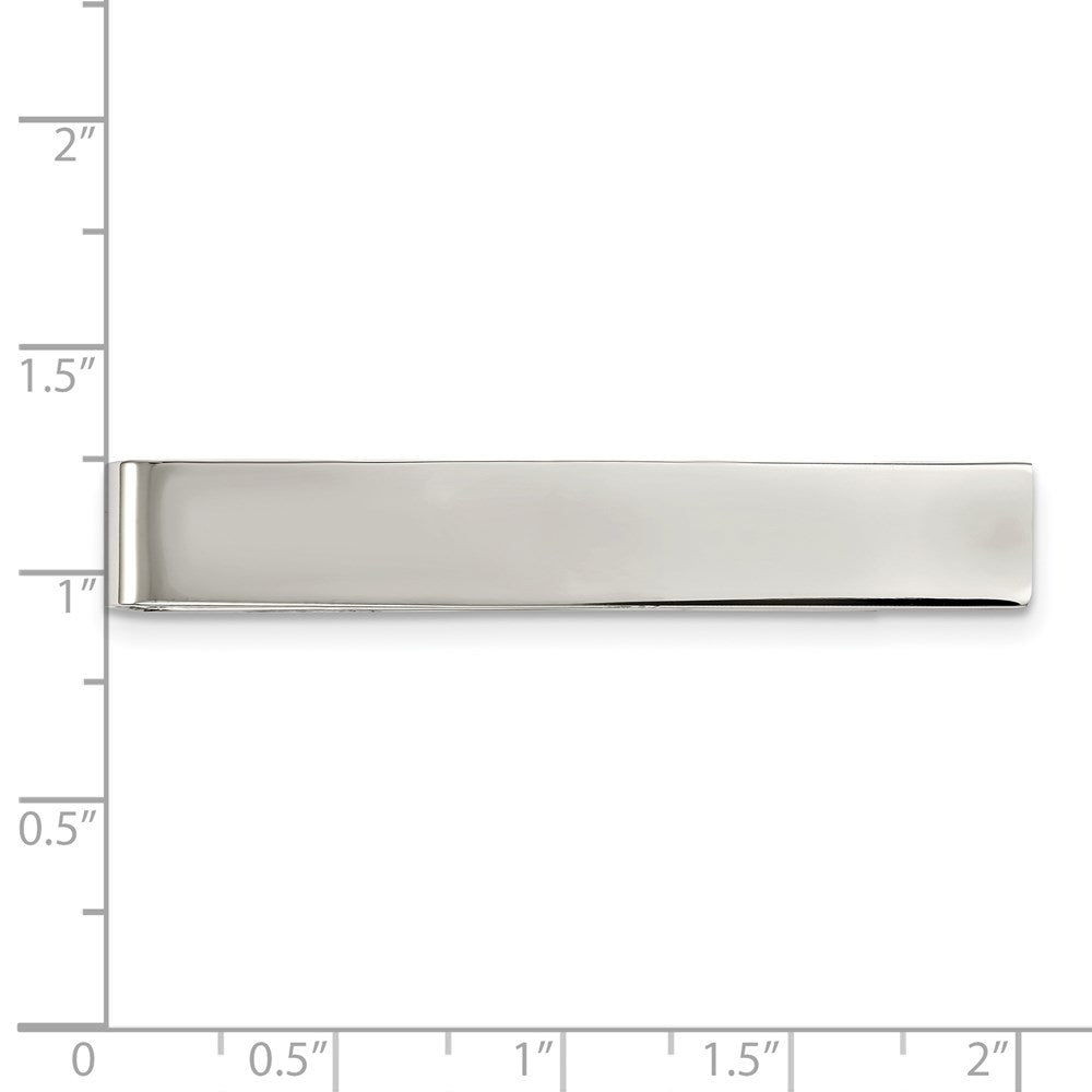 Alternate view of the Stainless Steel Polished Tie Bar or Money Clip, 8 x 51mm by The Black Bow Jewelry Co.