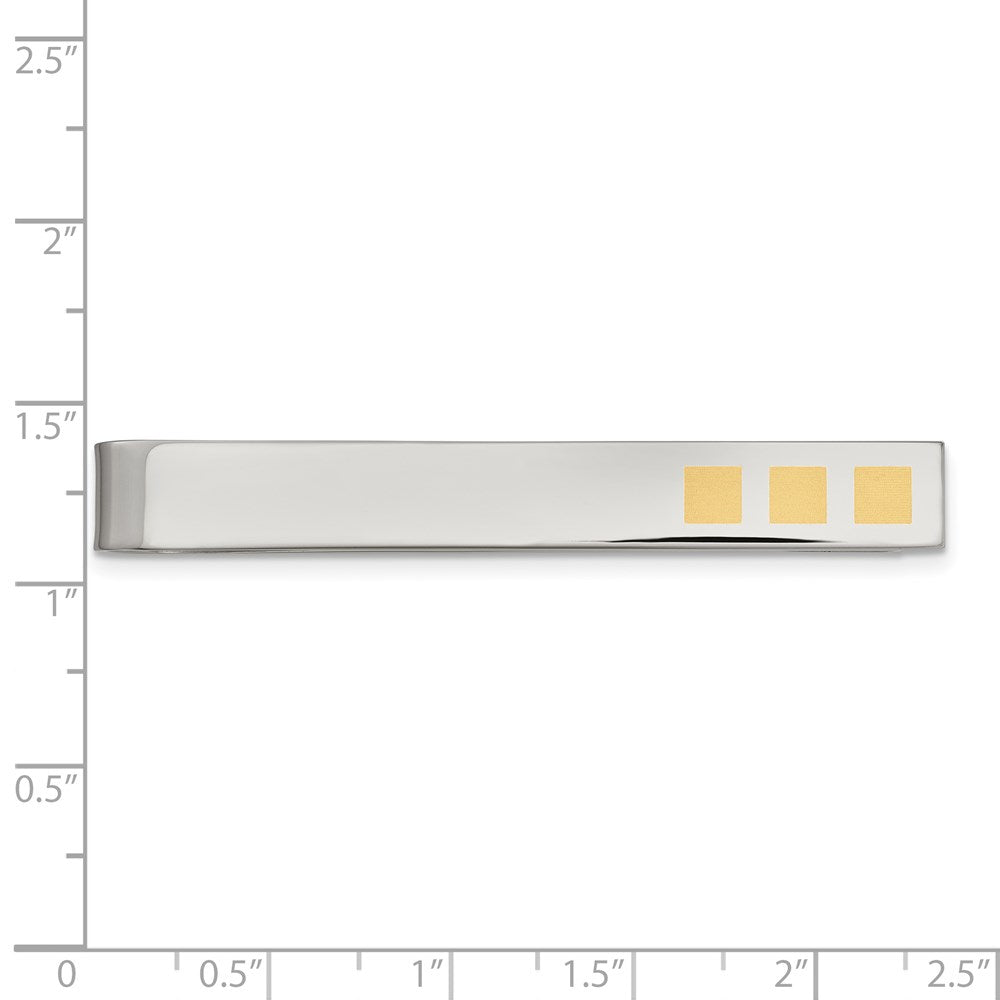 Alternate view of the Stainless Steel &amp; Gold Tone Plated Tie Bar or Money Clip, 7 x 58mm by The Black Bow Jewelry Co.