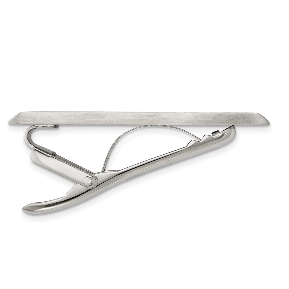 Alternate view of the Stainless Steel Brushed Tie Bar Clip, 7 x 50mm by The Black Bow Jewelry Co.