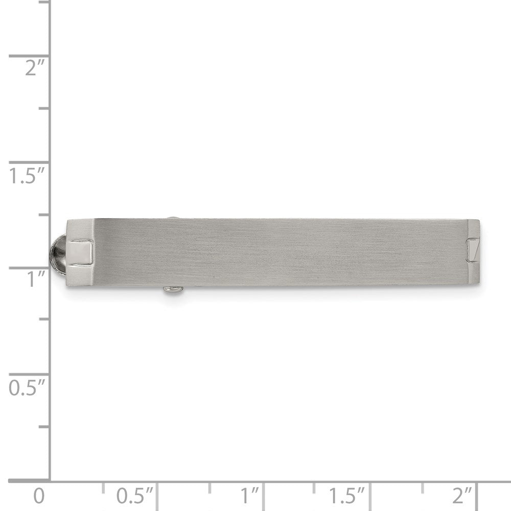 Alternate view of the Stainless Steel Brushed Tie Bar Clip, 7 x 50mm by The Black Bow Jewelry Co.