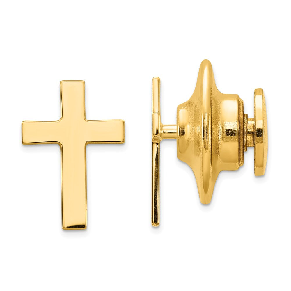 14K Yellow Gold Small Cross Lapel or Tie Pin, 8 x 11mm, Item M11334 by The Black Bow Jewelry Co.