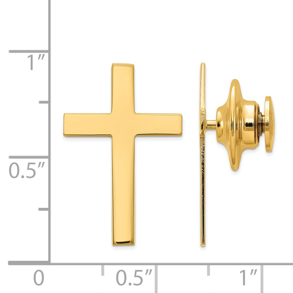 Alternate view of the 14K Yellow Gold Large Cross Lapel or Tie Pin, 14 x 22mm by The Black Bow Jewelry Co.