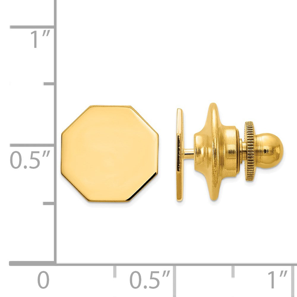 Alternate view of the 14K Yellow Gold Polished Octagon Lapel or Tie Pin, 11mm by The Black Bow Jewelry Co.