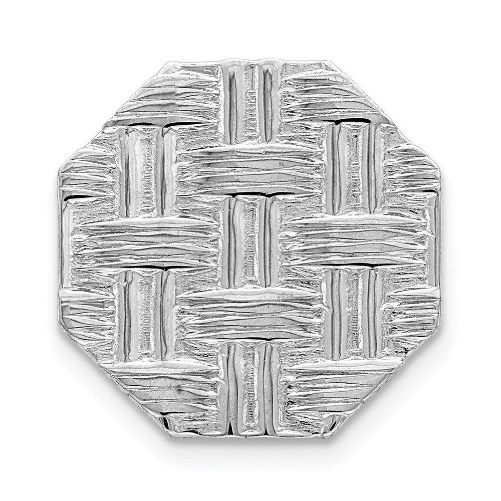 Rhodium Plated Sterling Silver Basketweave Lapel or Tie Pin, 13mm, Item M11368 by The Black Bow Jewelry Co.
