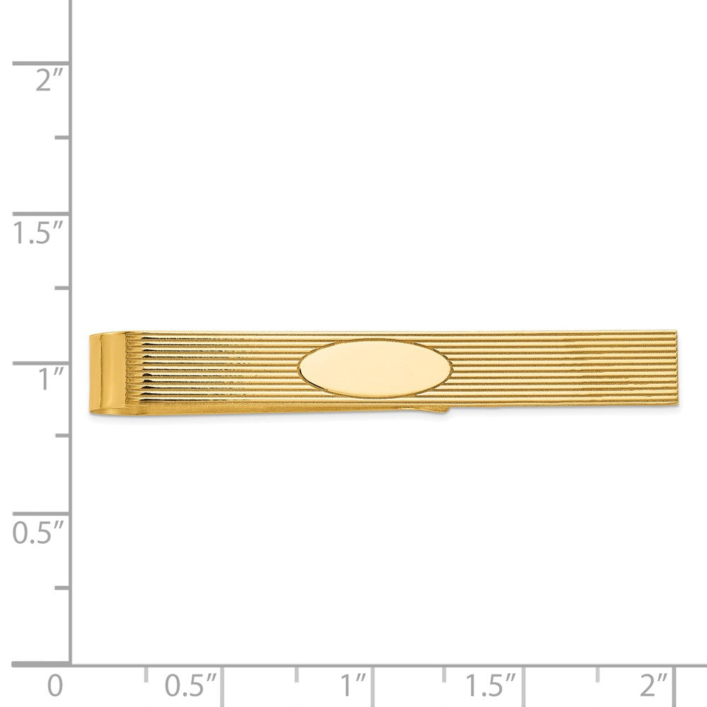Alternate view of the 14K Yellow Gold Engravable Striped Tie Bar, 6.5 x 50mm by The Black Bow Jewelry Co.
