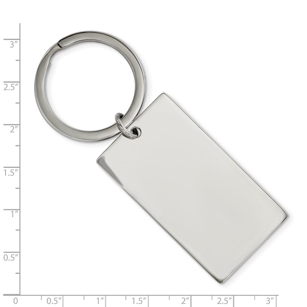 Alternate view of the Stainless Steel Large Reversible Engravable Rectangle Key Chain by The Black Bow Jewelry Co.