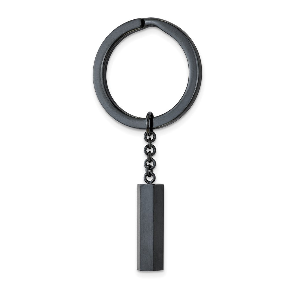Dark Gray Plated Stainless Steel Brushed &amp; Polished Key Chain, Item M11410 by The Black Bow Jewelry Co.