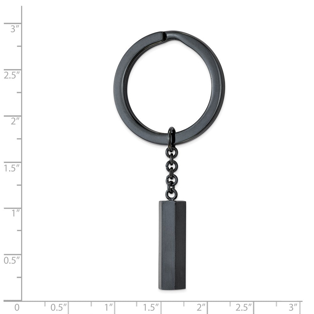 Alternate view of the Dark Gray Plated Stainless Steel Brushed &amp; Polished Key Chain by The Black Bow Jewelry Co.