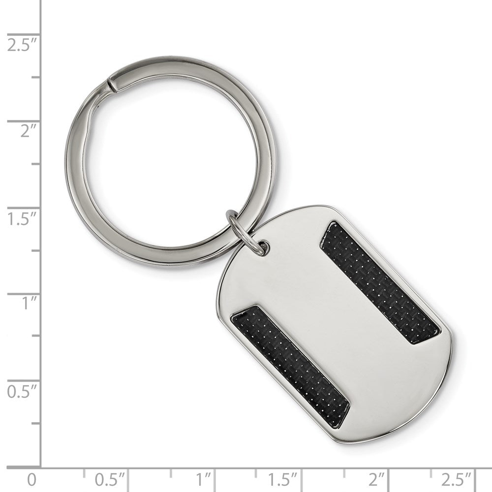 Alternate view of the Stainless Steel &amp; Black Carbon Fiber Dog Tag Key Chain by The Black Bow Jewelry Co.