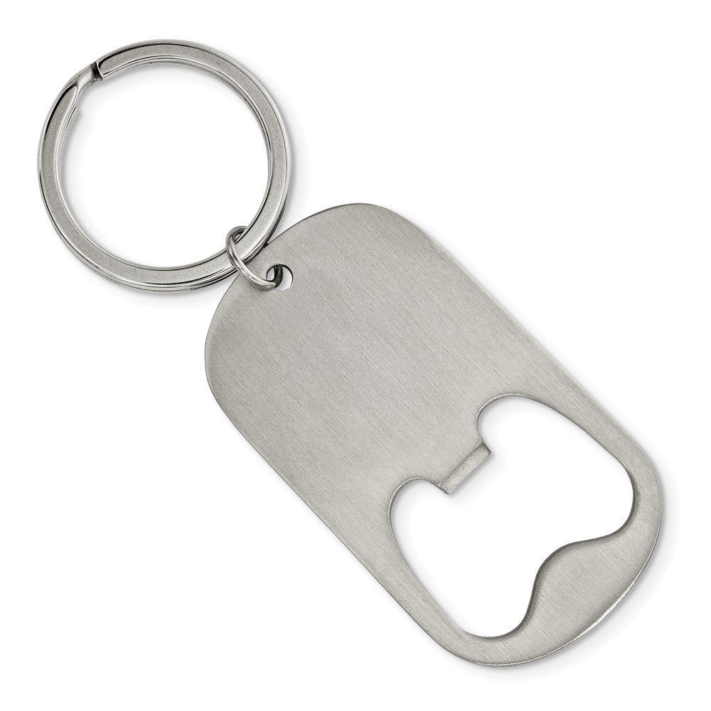 Stainless Steel Brushed Functional Bottle Opener Key Chain, Item M11421 by The Black Bow Jewelry Co.