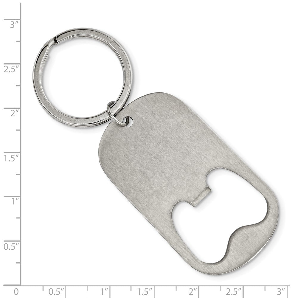 Alternate view of the Stainless Steel Brushed Functional Bottle Opener Key Chain by The Black Bow Jewelry Co.