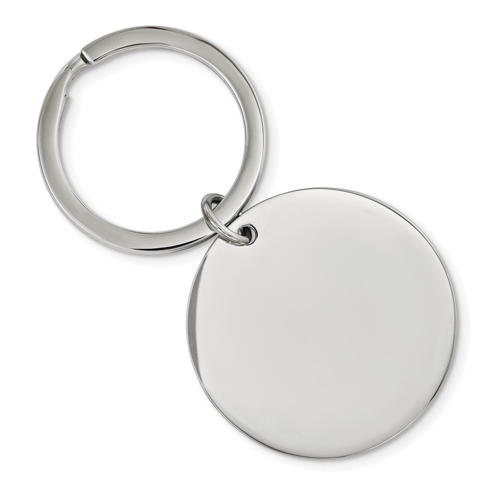 Stainless Steel Brushed &amp; Polished Reversible Large Circle Key Chain, Item M11422 by The Black Bow Jewelry Co.