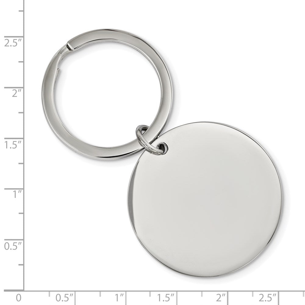 Alternate view of the Stainless Steel Brushed &amp; Polished Reversible Large Circle Key Chain by The Black Bow Jewelry Co.