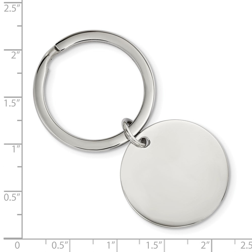 Alternate view of the Stainless Steel Brushed &amp; Polished Reversible Circle Key Chain by The Black Bow Jewelry Co.