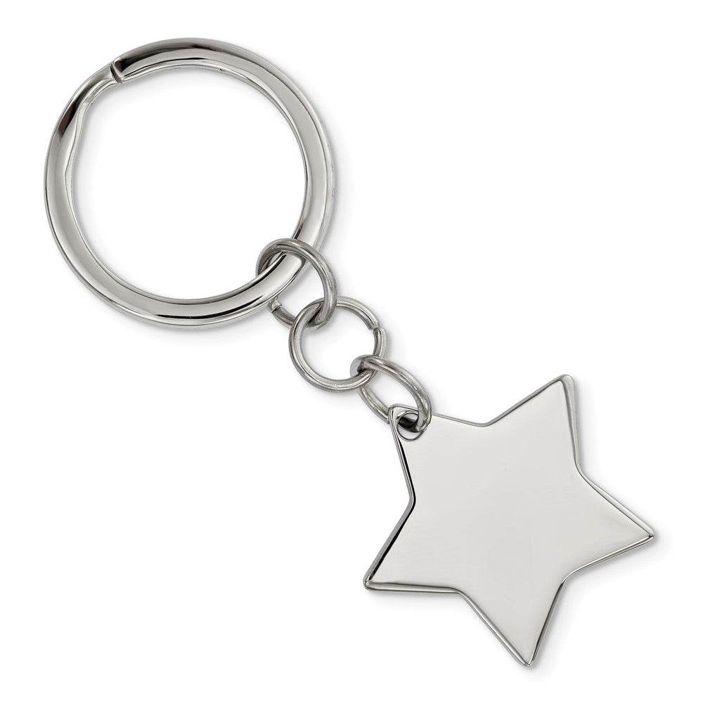 Stainless Steel Engravable Polished Star Key Chain, Item M11427 by The Black Bow Jewelry Co.