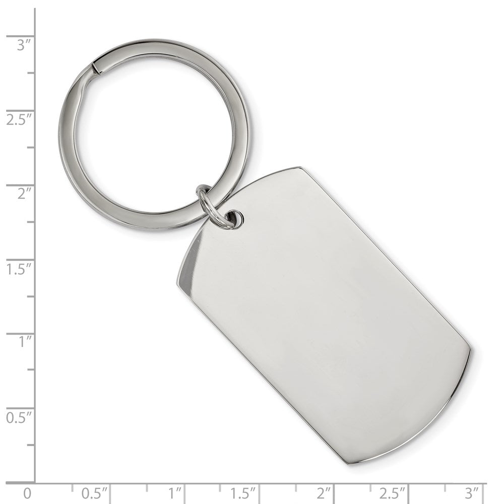Alternate view of the Stainless Steel Brushed &amp; Polished Reversible Large Dog Tag Key Chain by The Black Bow Jewelry Co.