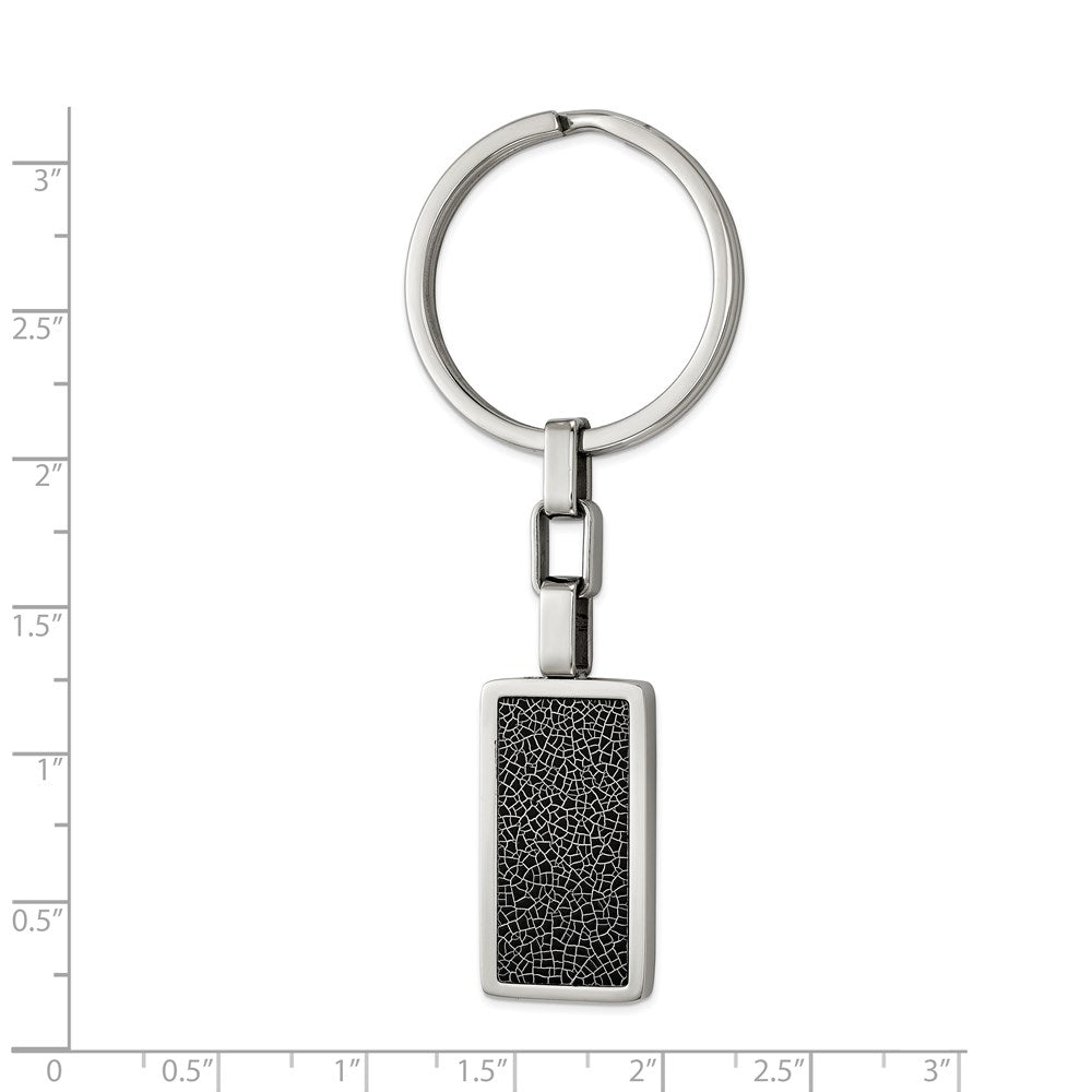 Alternate view of the Stainless Steel &amp; Black Stoving Varnish Rectangle Key Chain by The Black Bow Jewelry Co.