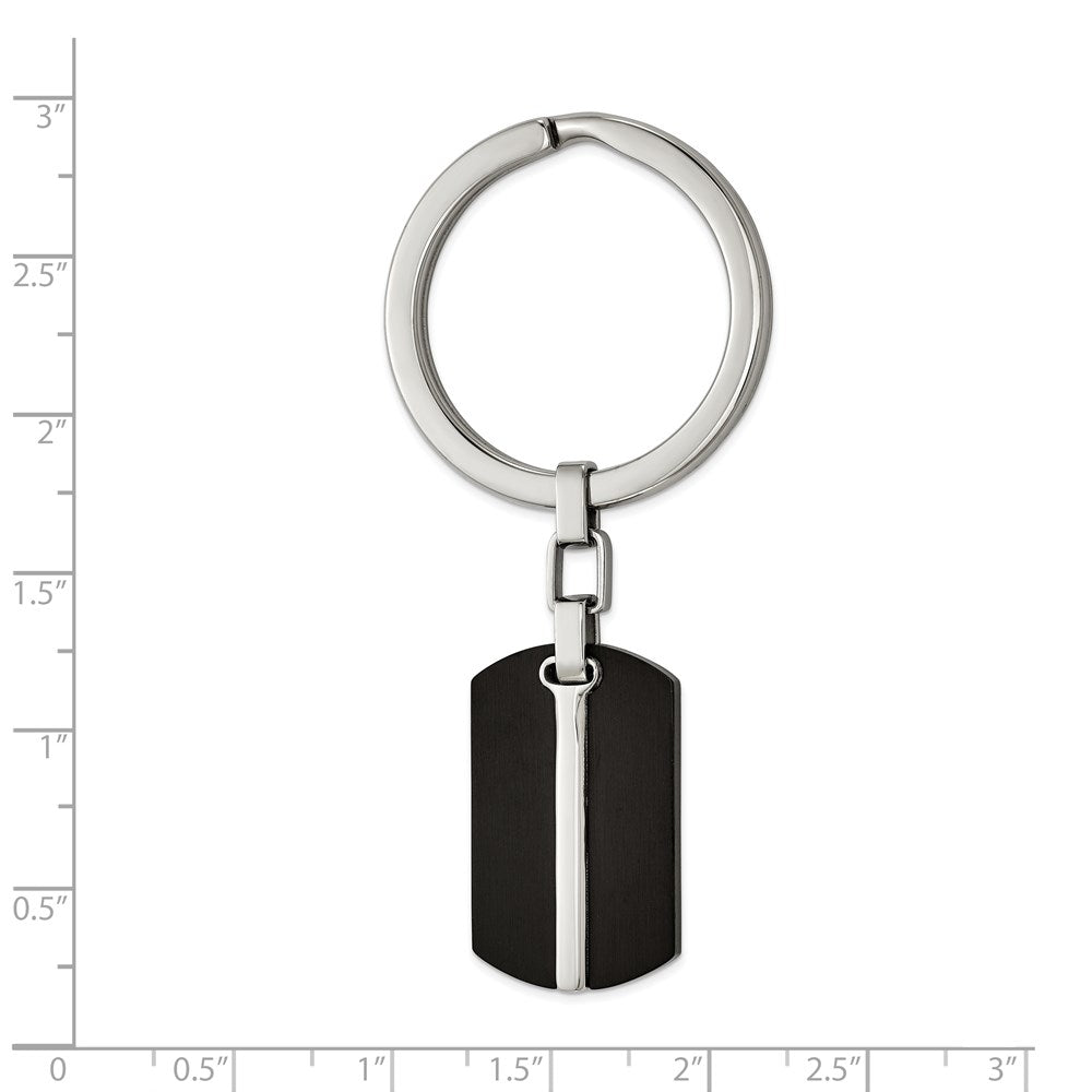 Alternate view of the Stainless Steel Polished &amp; Brushed Black Plated Dog Tag Key Chain by The Black Bow Jewelry Co.